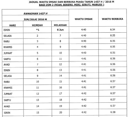 Zamani 84: Jadual Waktu Berbuka Puasa Dan Imsak 2016 Bagi ...