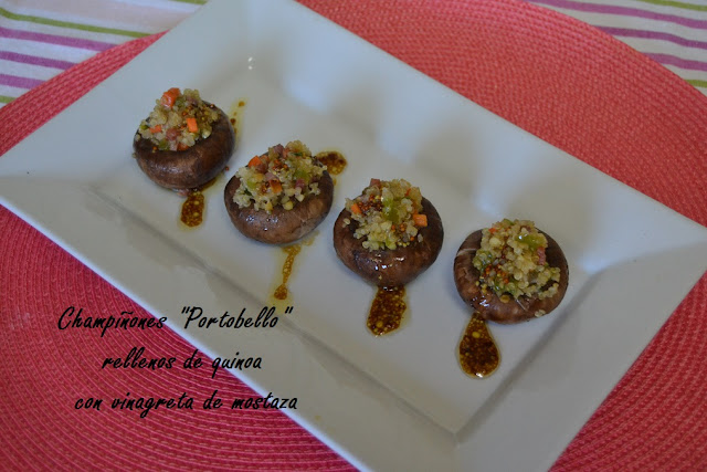 CHAMPIÑONES PORTOBELLO RELLENOS DE QUINOA CON VINAGRETA DE MOSTAZA