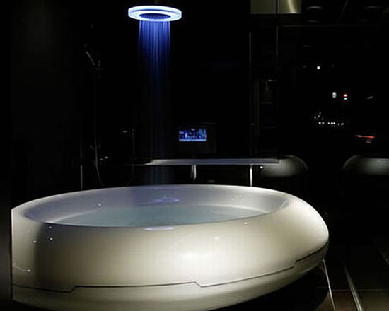 futuristic bathroom design with bathtub spiritual mode