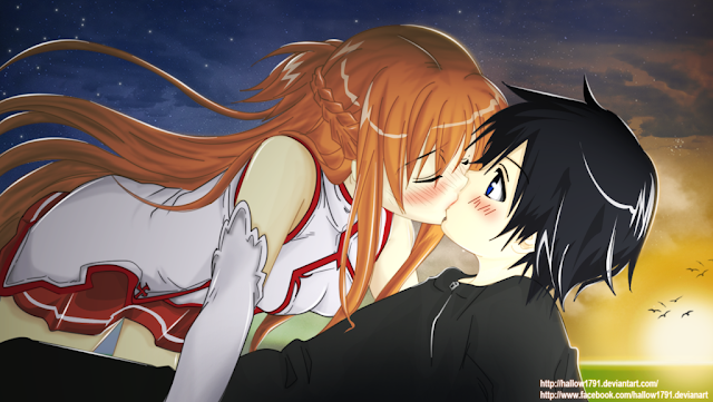   Sword Art Online Wallpaper Kirito Asuna Kissing