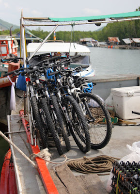 Our bikes already loaded on the roof of the ferry