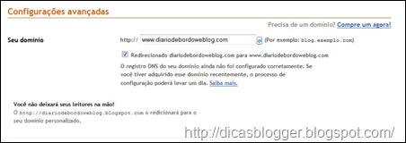 configurando no Blogger