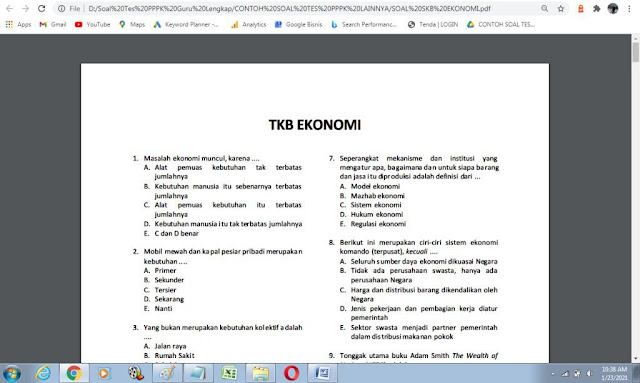 Contoh soal tes P3K ekonomi dan Kunci Jawaban - antapedia.com