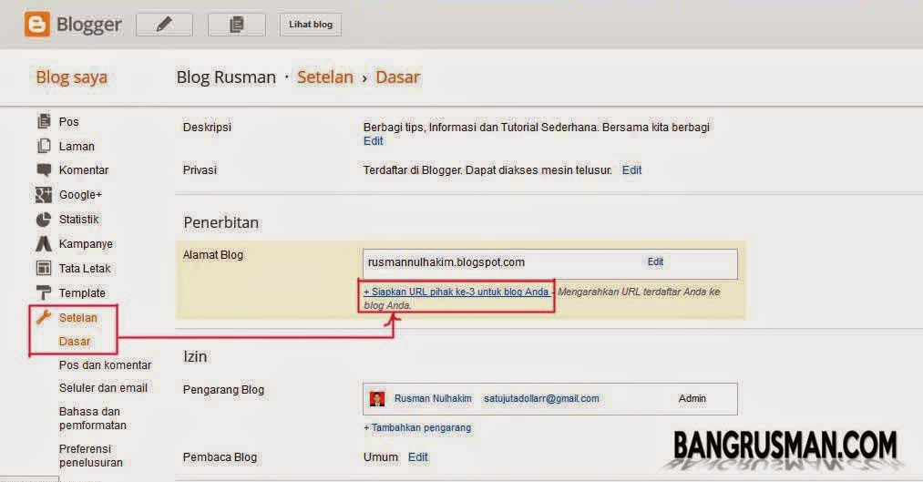 cara custom domain / mengganti domain blogspot menjadi domain .com