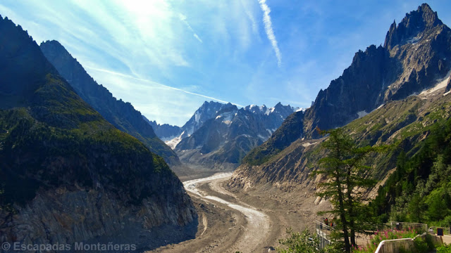 Vistas a la Mer de Glace en verano del año 2019.