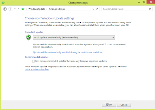 Tampilan Pengaturan Windows Update pada Windows 8
