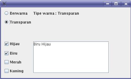 Java Desktop-Bekerja dengan JCheckBox dan JRadioButton 