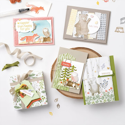 Stampin' Up! Happy Forest Friends Matchbook-Style DSP Card + Video Tutorial | Happier Than Happy Bundle ~ #stampinup