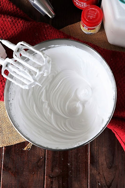 Whipped 7-Minute Marshmallow Frosting in Mixing Bowl Image