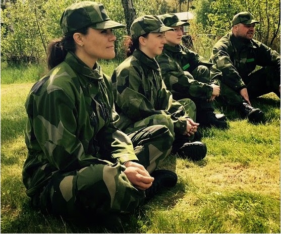 Crown Princess Victoria of Sweden participated in voluntary military exercises at Berga on May 23, 2015 in Stockholm, Sweden. 