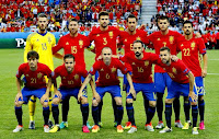 SELECCIÓN DE ESPAÑA - Temporada 2015-16 - De Gea, Sergio Ramos, Piqué, Busquets, Morata, Nolito; Silva, Cesc, Iniesta, Juanfran y Jordi Alba - ESPAÑA 3 (Morata 2, Nolito) TURQUÍA 0 - 17/06/2016 - Eurocopa de Francia 2016, grupo D - Niza, Francia, Allianz Riviera - Alineación: De Gea; Juanfran, Piqué, Ramos, Jordi Alba (Azpilicueta, 81’); Cesc Fàbregas (Koke, 71’), Busquets, Iniesta; Silva (Bruno, 64’), Morata y Nolito