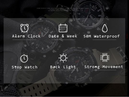 Военно-спортивные часы SMAEL 1545, противоударные, водонепроницаемые