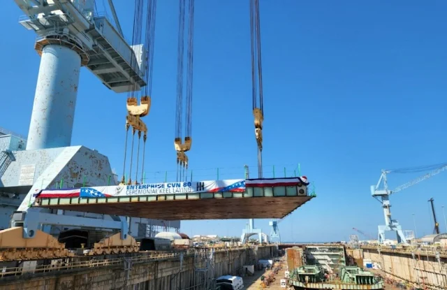 US Navy Holds Keel Laying Ceremony for Future US carrier Ford USS Enterprise Class (CVN 80)