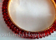 red  Rondelle Beaded Bangle (3)