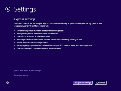 settings for windows 8