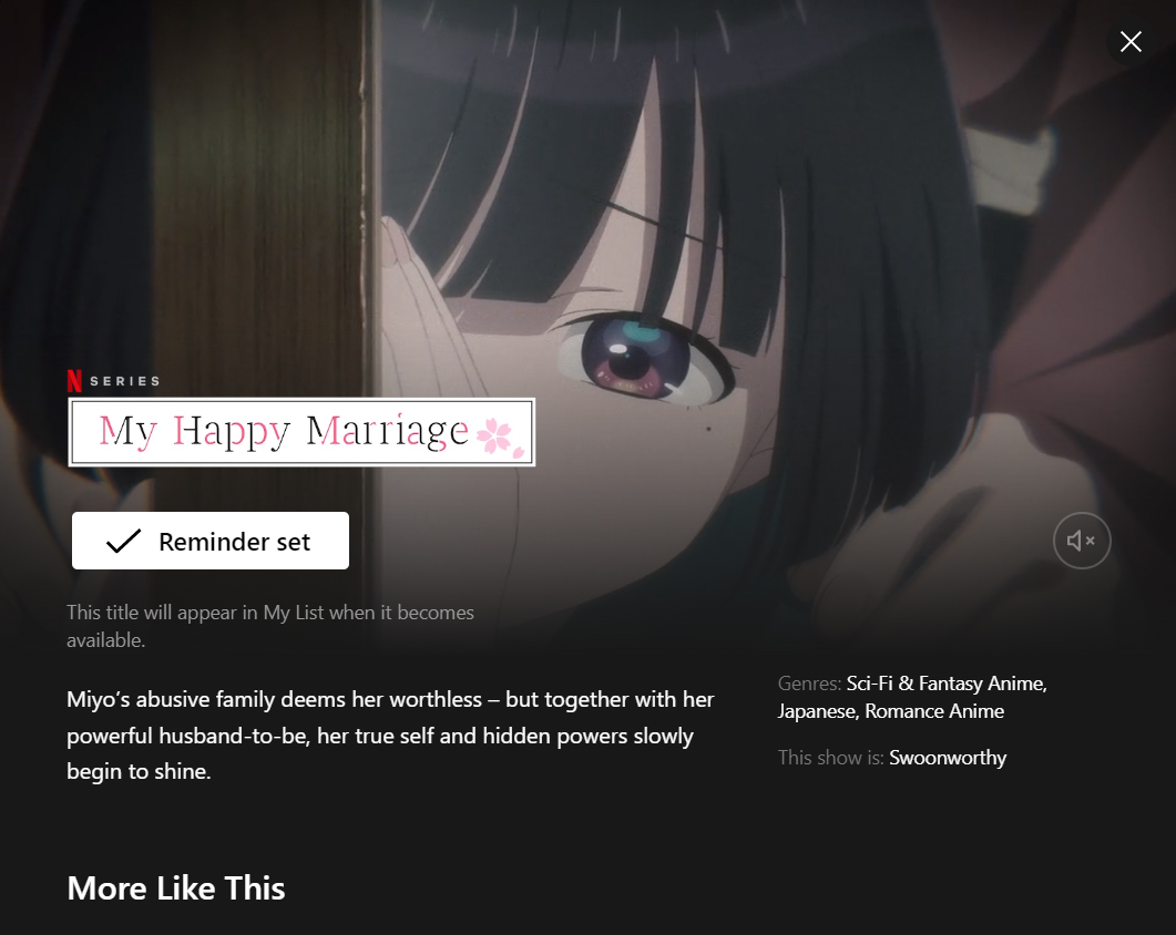 Meu Casamento Feliz (2023) My Happy Marriage NETFLIX Trailer Sinopse 
