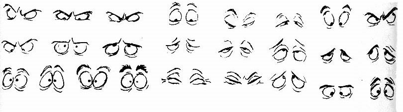 I just linked the first decent example of cartoon eyebrow expression I found 