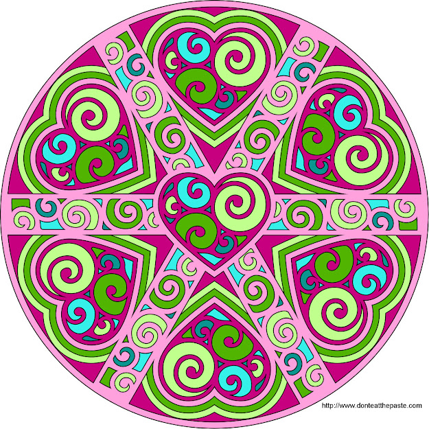 Swirled Hearts Mandala Blank Available To Print And Color In Both  Transparent  And 
