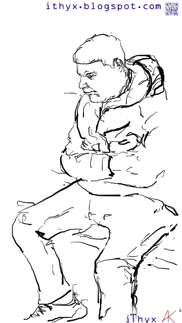 молодой спортивный мужчина сидит на лавочке. Цифровой рисунок сделал художник Андрей Бондаренко @iThyx