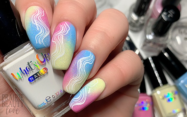 PiggieLuv: Double gradient glitter rainbow nail art with OPI sheer tints