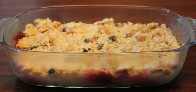 Twice-baked apple and blackberry crumble