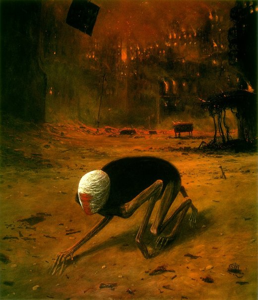 Zdzislaw Beksinski pinturas pesadelos sombrios surreais pós-apocalípticos góticos