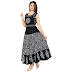 100% Cotton Block Print Black Maxi Dress for Women   