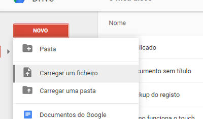 upload de arquivos para o google drive