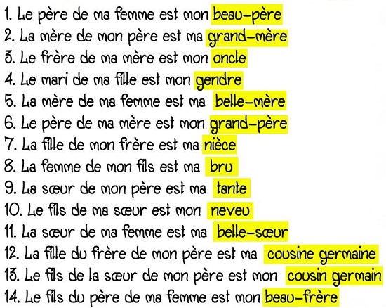 Afbeeldingsresultaat voor les membres de la famille vocabulaire