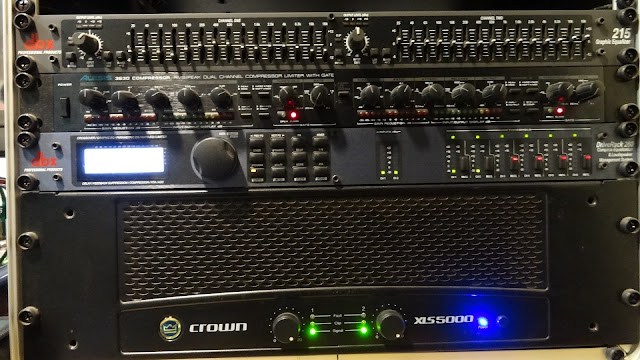 dbx Equalizer / Alesis Compressor / dbx Speaker Management System / Crown XLS 5000 Amplifier