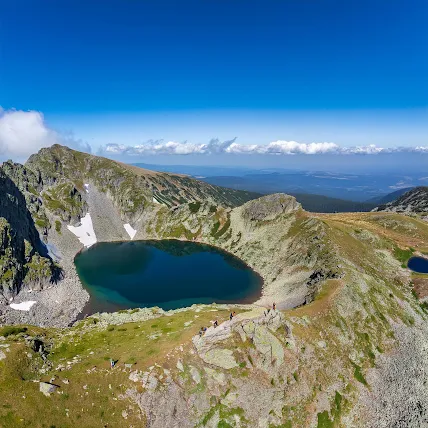 Snowy peaks of the Rila Mountains in Bulgaria