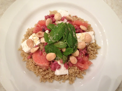 quinoa with pomegranate, feta, grapefruit and mint recipe