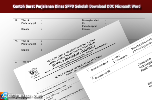 Contoh Surat Perjalanan Dinas SPPD Sekolah Download DOC Microsoft Word 