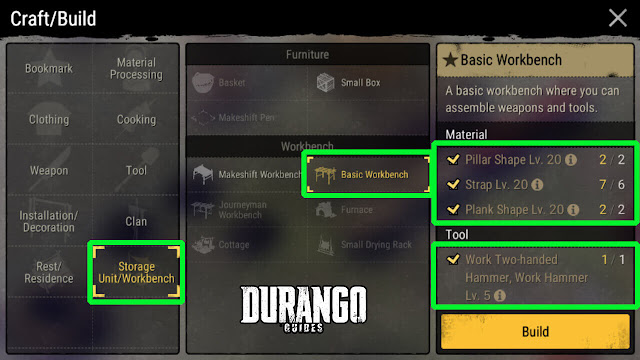 how to make basic workbench durango