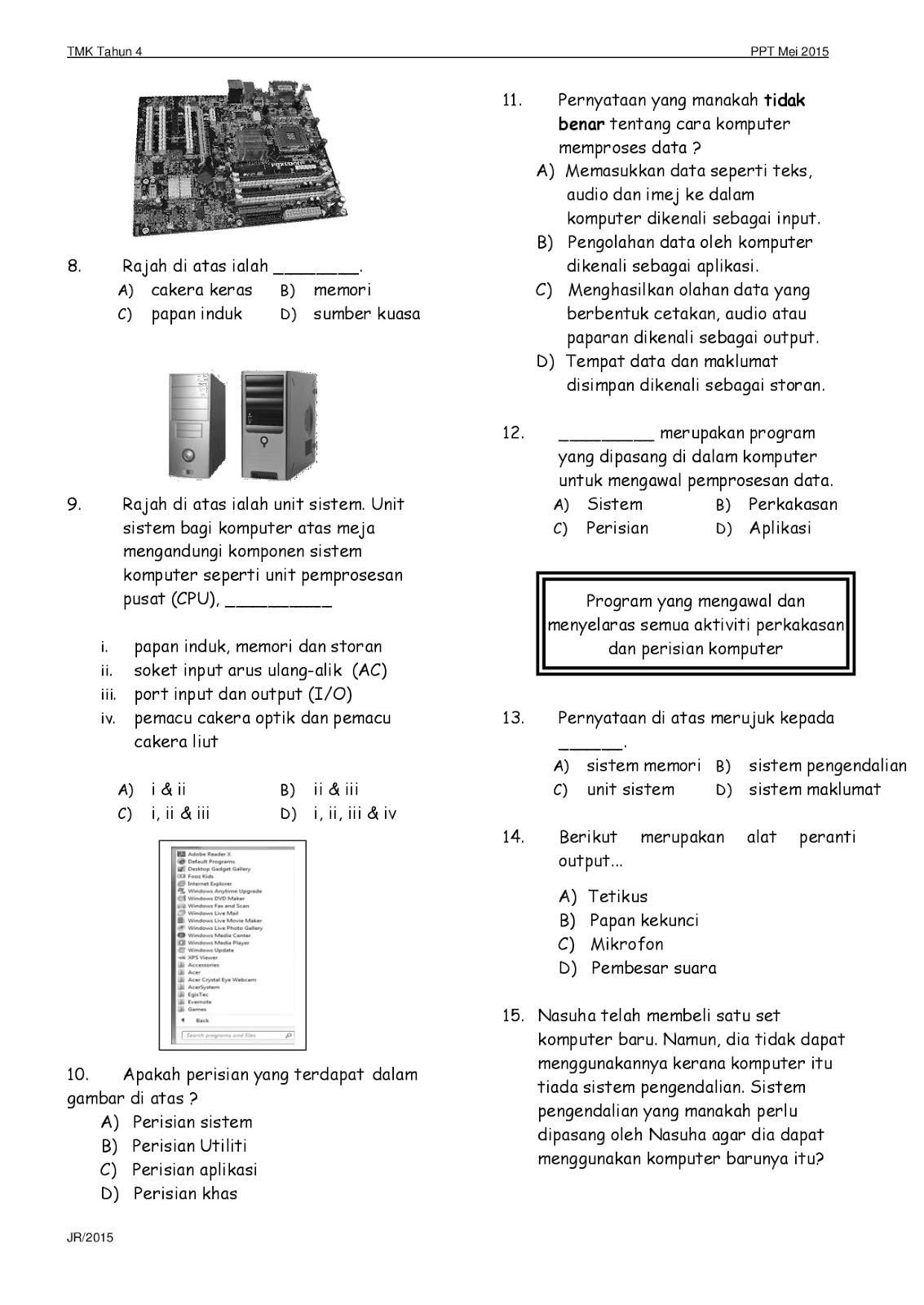 CIKGU JR: Draf Soalan TMK KSSR Tahun 4