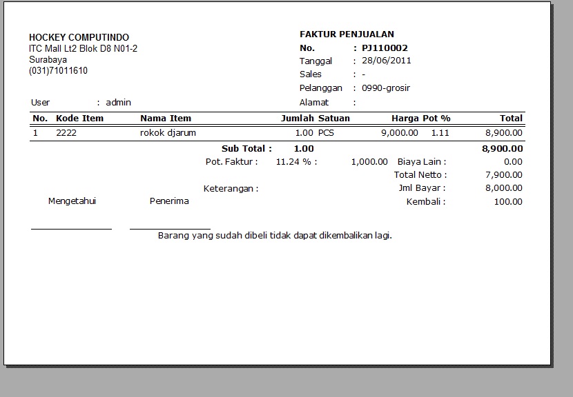 Contoh Pembatalan Penggantian Faktur Pajak Retur Bkp 