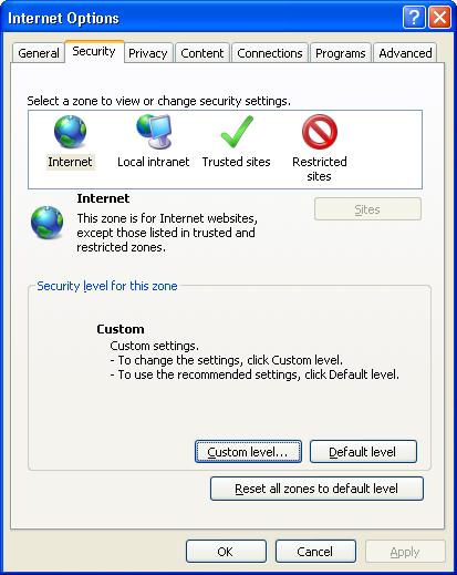 "Internet Options" Dialog Box In IE