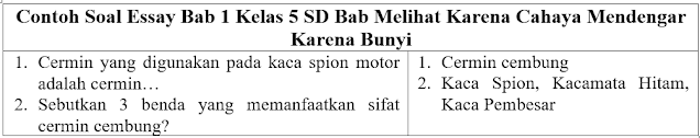 20 Contoh Soal Essay Bab 1 Kelas 5 SD Bab Melihat Karena Cahaya Mendengar Karena Bunyi