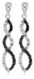 10k White Gold Black Diamond Infinity Earrings