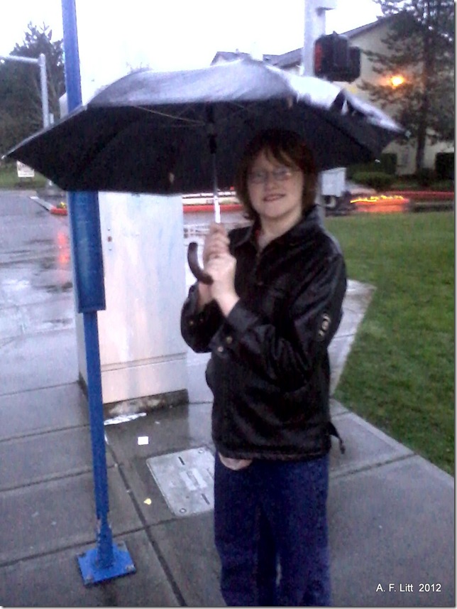 On the way to his first Middle School Dance.  February 10, 2012.