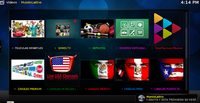 إضافة MundoLatino لمشاهدة أفضل القنوات المشفرة على برنامج kodi xbmc  