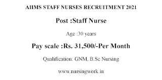 AIIMS Staff Nurse Jobs-31,500 Salary