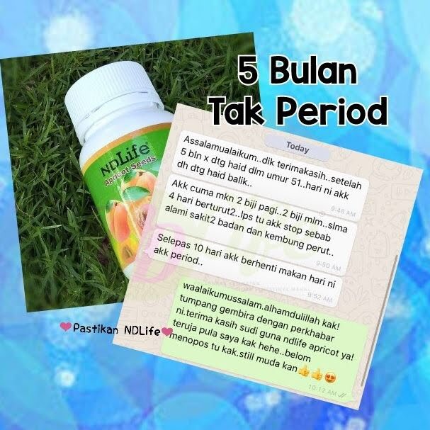 Testimoni Aprikot 5 Bulan Tak Period