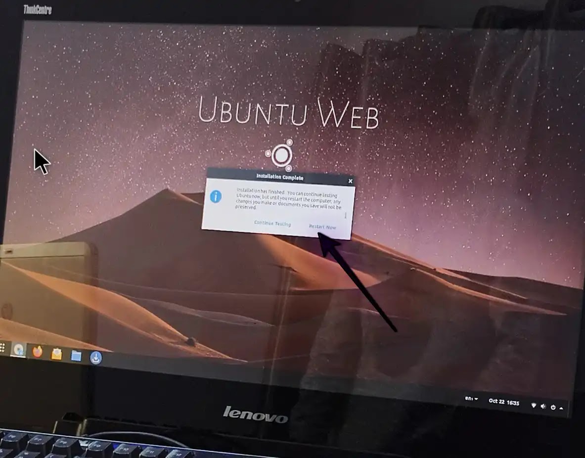 Ubuntu Web Installation Completes