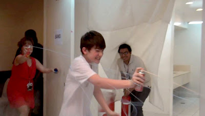 Greyson Chance pranks his team with silly string while in Jakarta