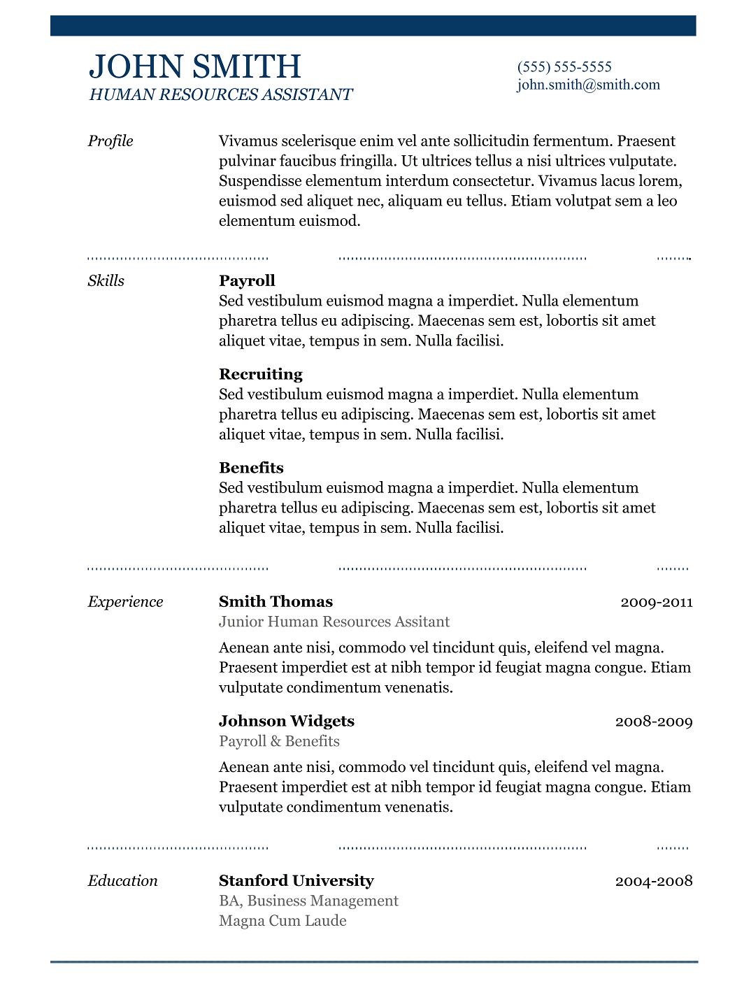 5 best samples resume objective examples, samples of CV templates format | Best Professional ...