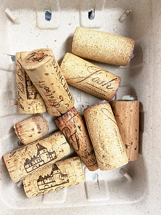 bucket of corks