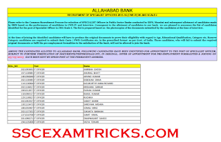 ALLAHABAD PO SO 2015 FINAL ALLOTMENT LIST