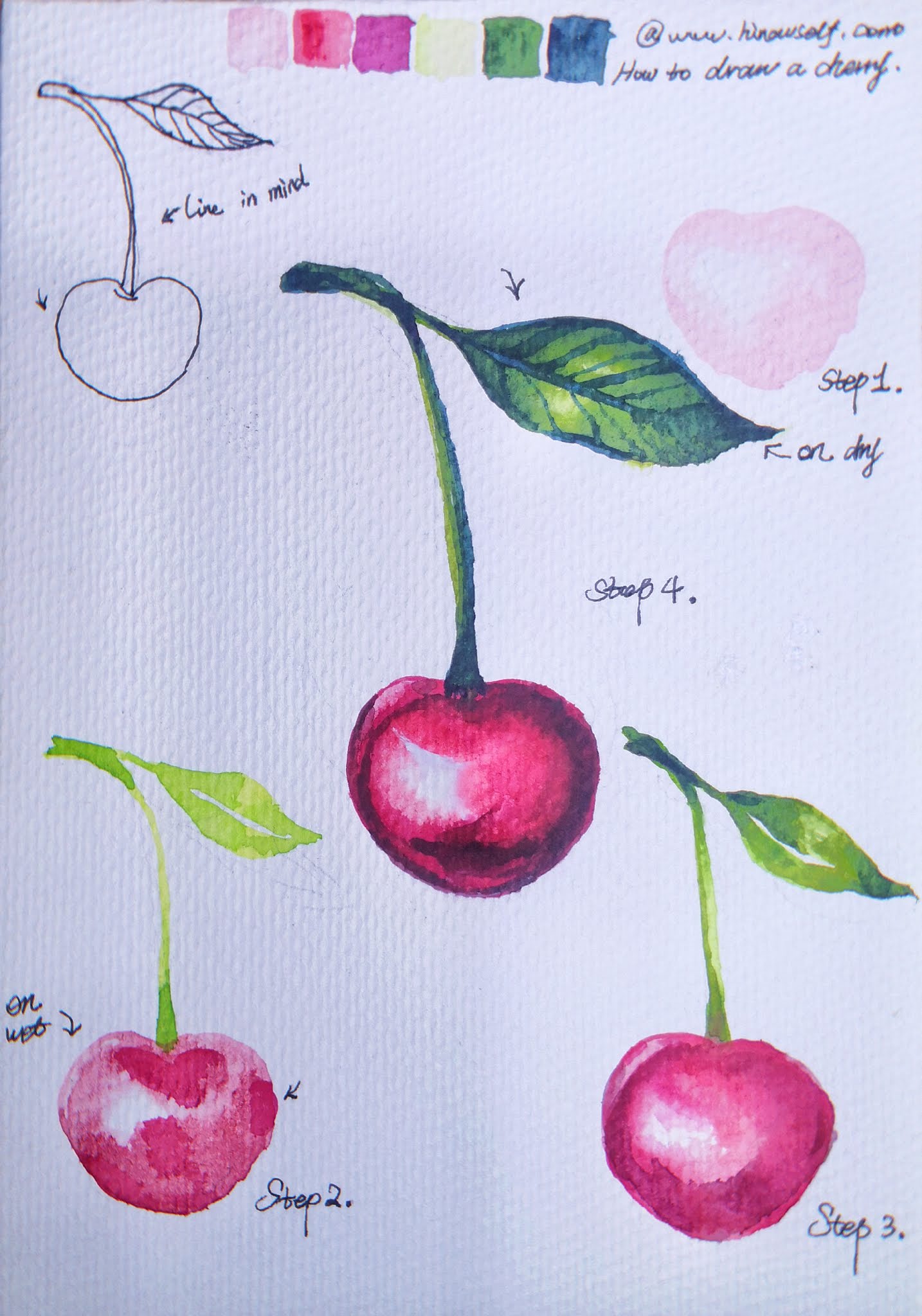 How to draw a cherry in Watercolor come to see my online class