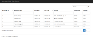 Filtering, Paging and Searching Bootstrap Table in ASP.NET MVC